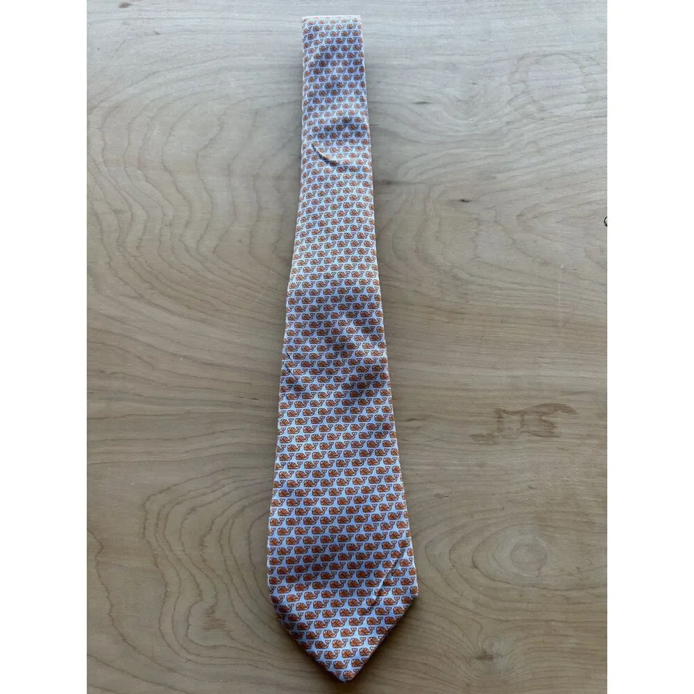 Vineyard Vines Basketball Whale Silk Tie Blue Orange Shep Ian Preppy College